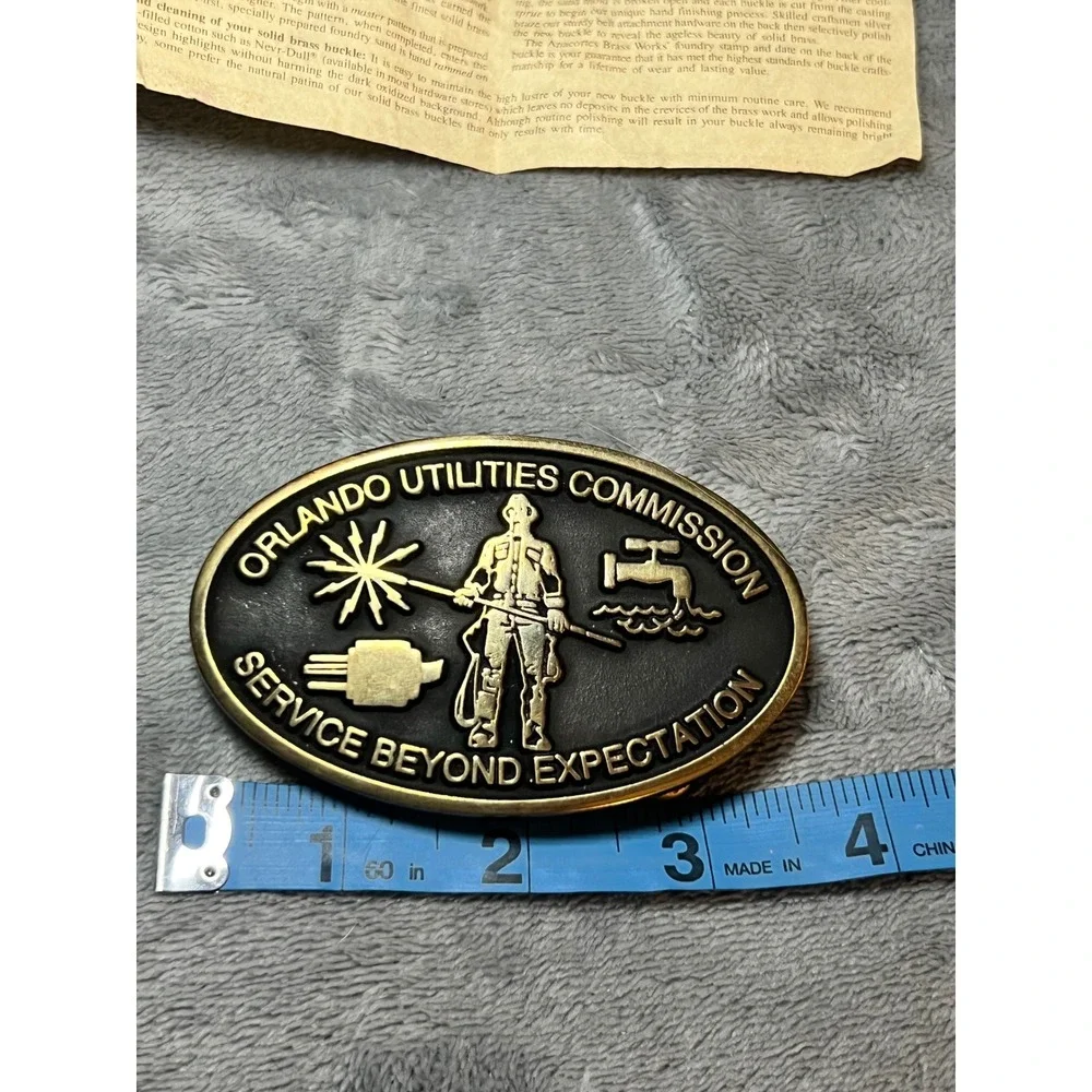 1994 Orlando Utilities Commission Solid Brass Belt Buckle Anacortes Works